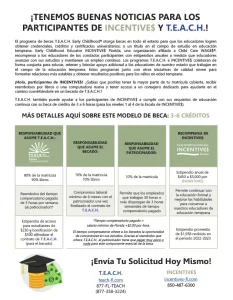 Incentives and TEACH 3 to 6 Hour Credit Model Combo Flyer - Spanish Version